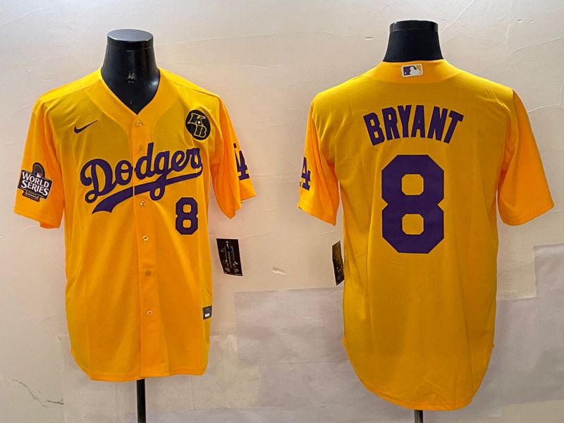Men Los Angeles Dodgers 8 Bryant Yellow Game 2025 Nike MLB Jersey style 6
